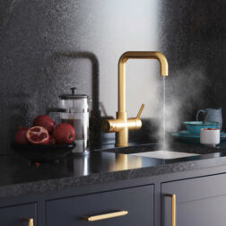 3-in-1 domestic hot and cold instant 98°C boiling water in the colour gold.
