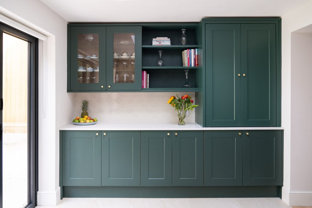 deep green kitchen cabinet