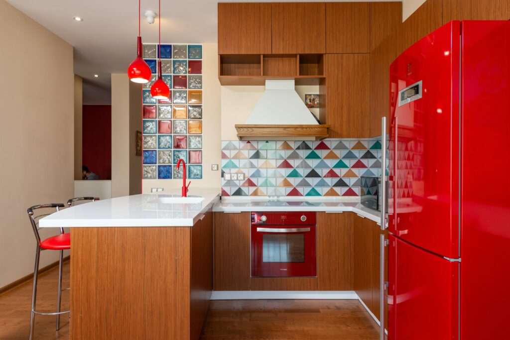 bright coloured kitchen for e festive look