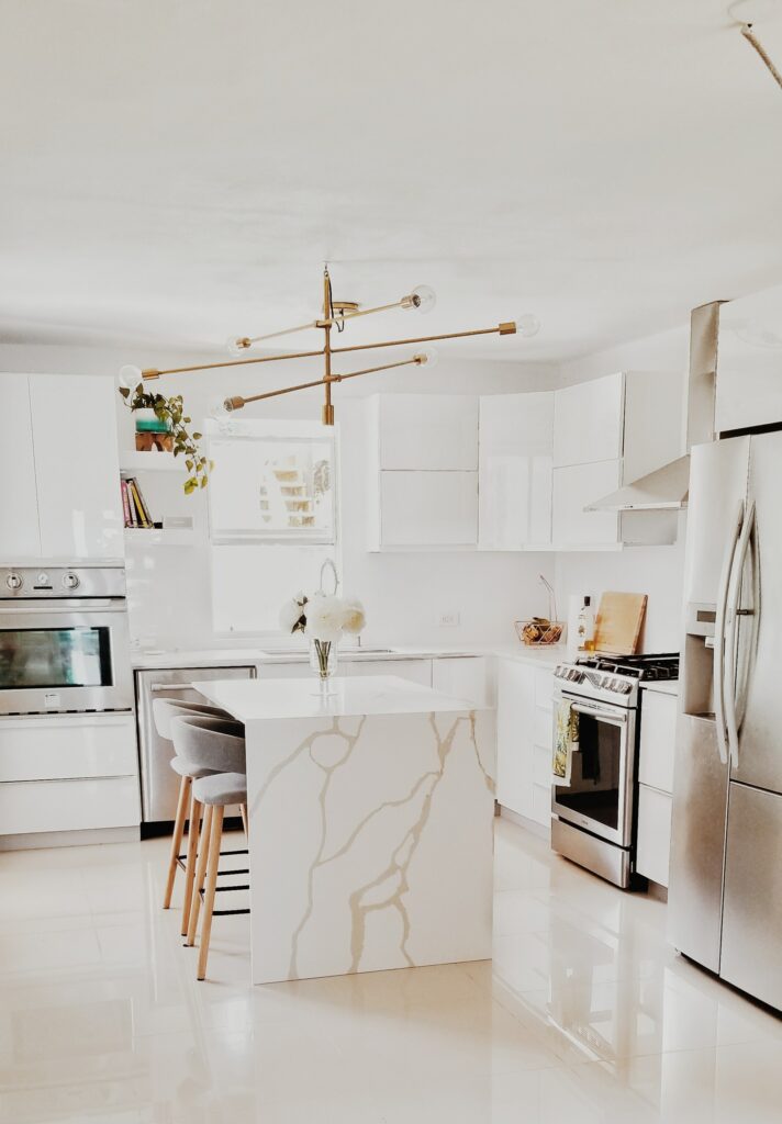 pure white marble style kitchen for a premium touch