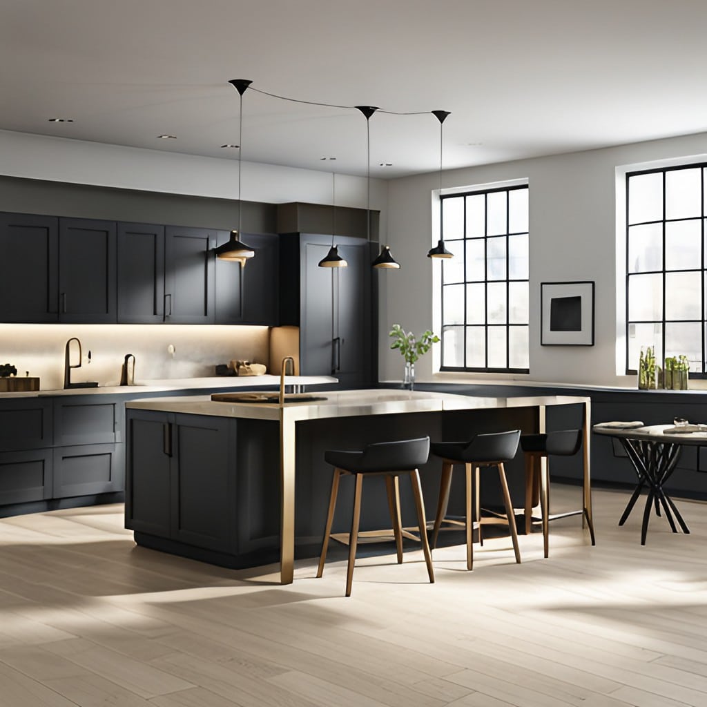 a luxury kitchen combining black and gold