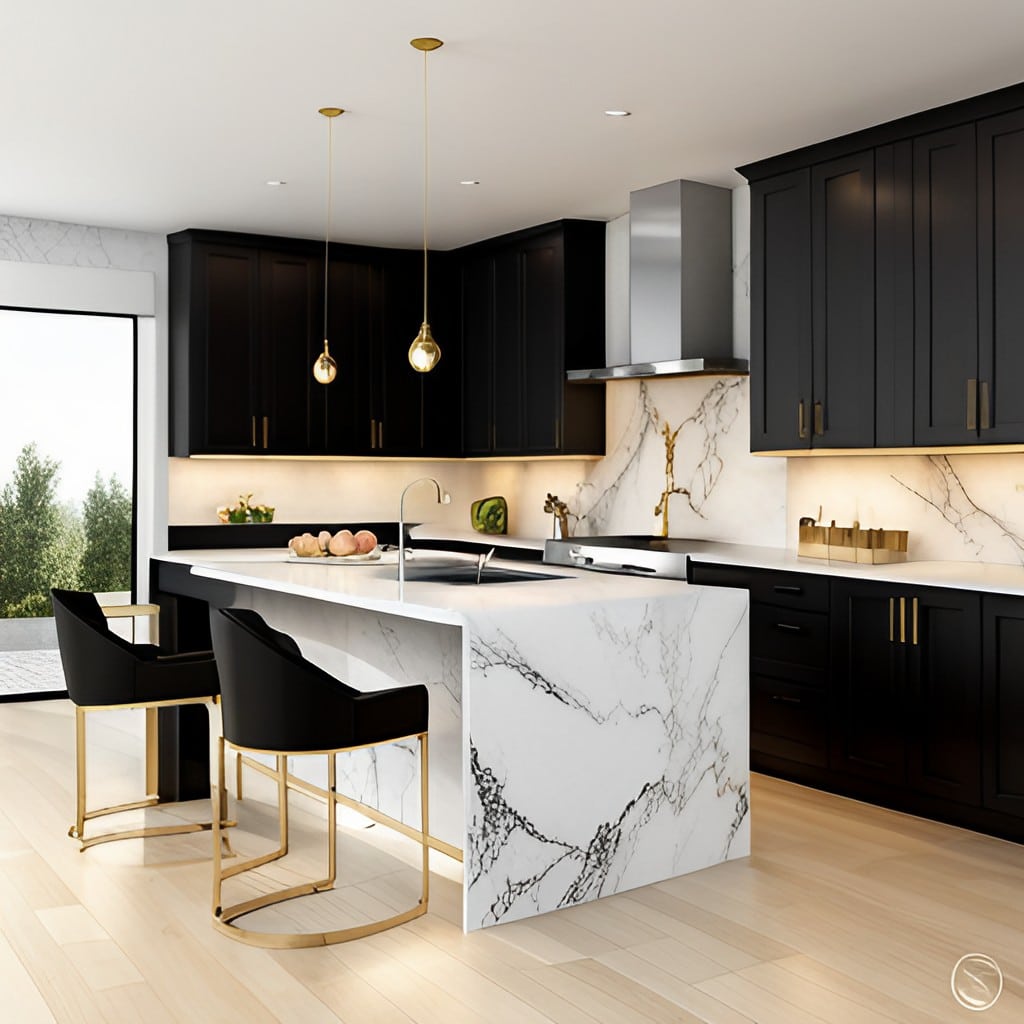 Black and Gold Kitchen Bliss  Luxury kitchen design, Black kitchens,  Luxury kitchens