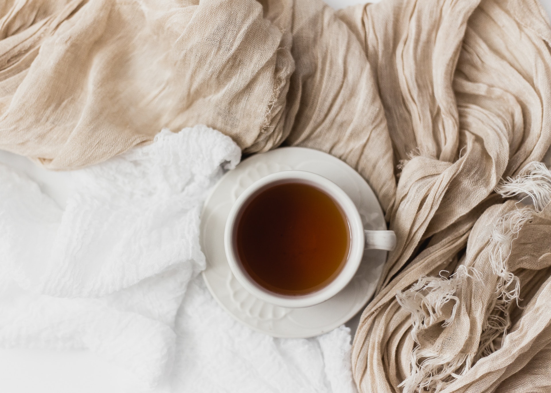 cup of tea on bed