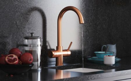 photo of a copper hot water tap