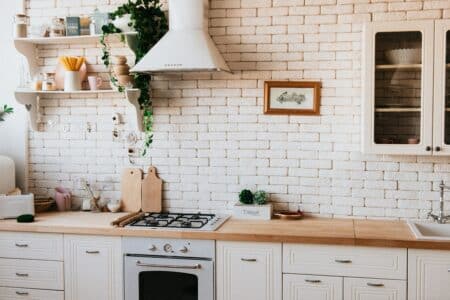 a modern kitchen with woo