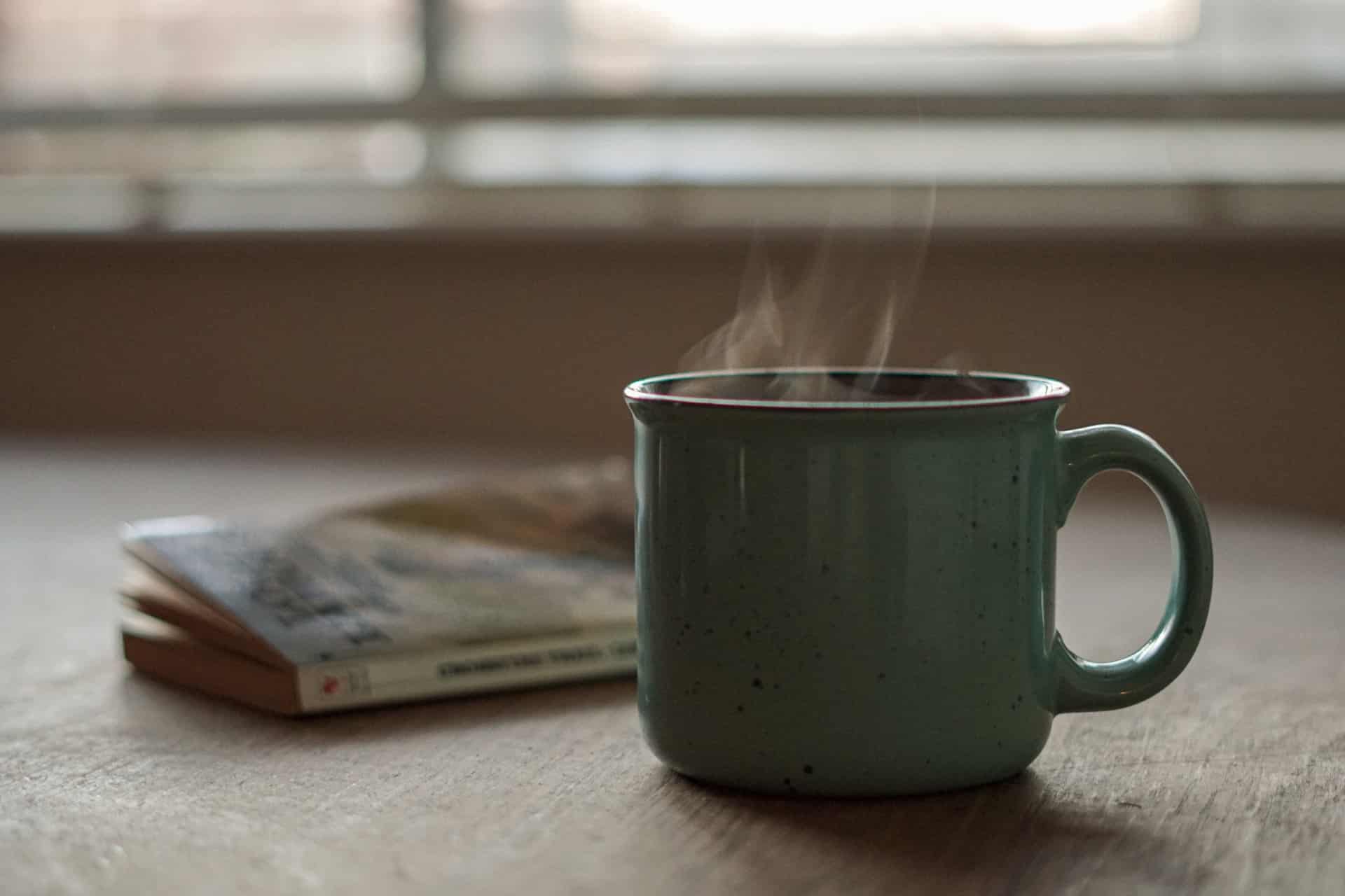 mug with steam rising from it