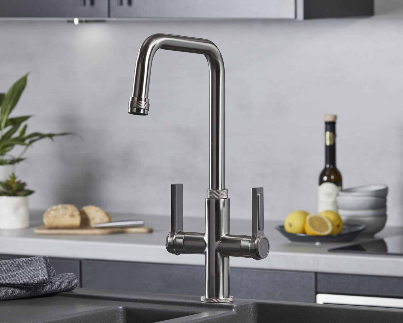 A modern boiling water tap in a sleek kitchen