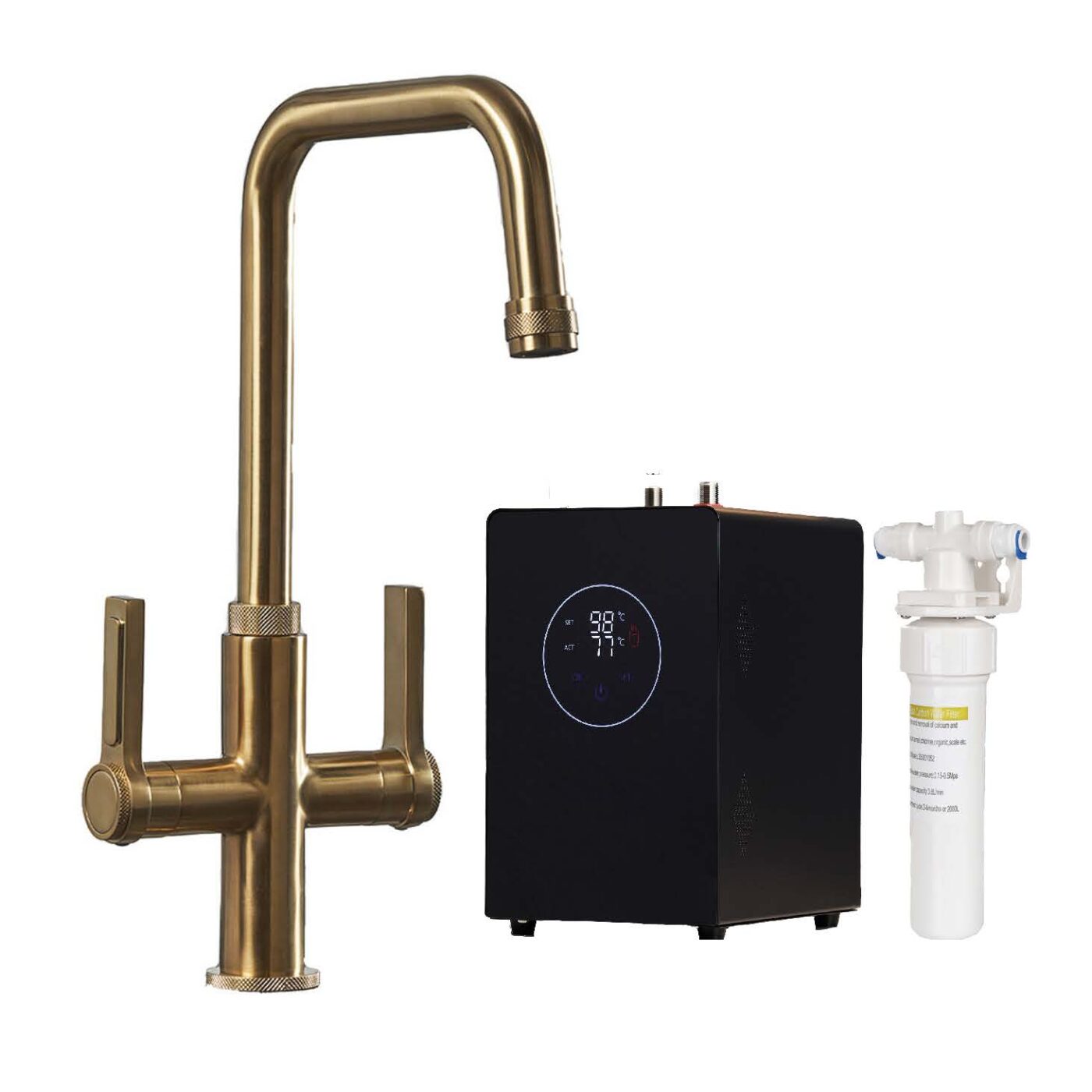 Artesano 3-in-1 D Shape Boiling Water Tap - Brushed Brass - Image 7