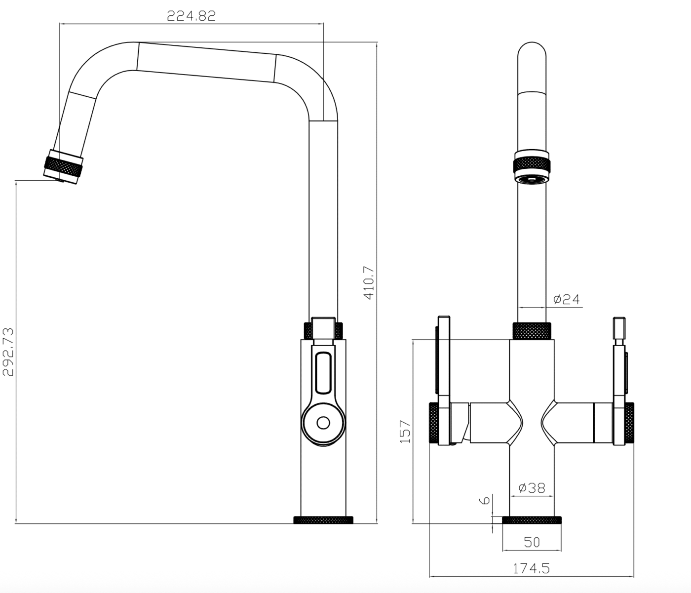 Artesano 3-in-1 D Shape Boiling Water Tap - Brushed Brass - Image 8