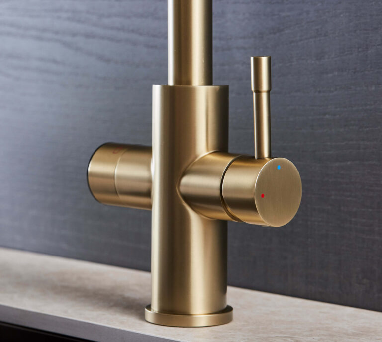 gold 5 in 1 sparkling tap in a modern kitchen