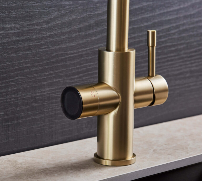 gold 5 in 1 sparkling tap in a modern kitchen