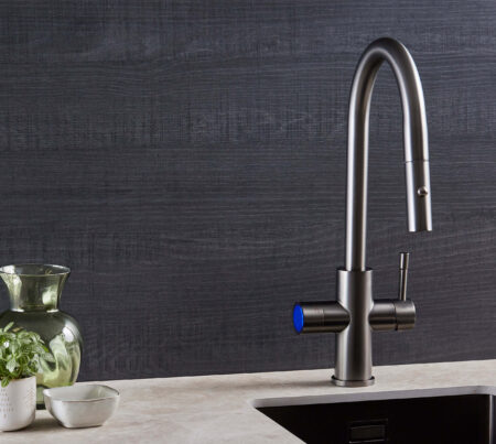 A 5 in 1 sparkling tap in a modern kitchen - gunmetal finish